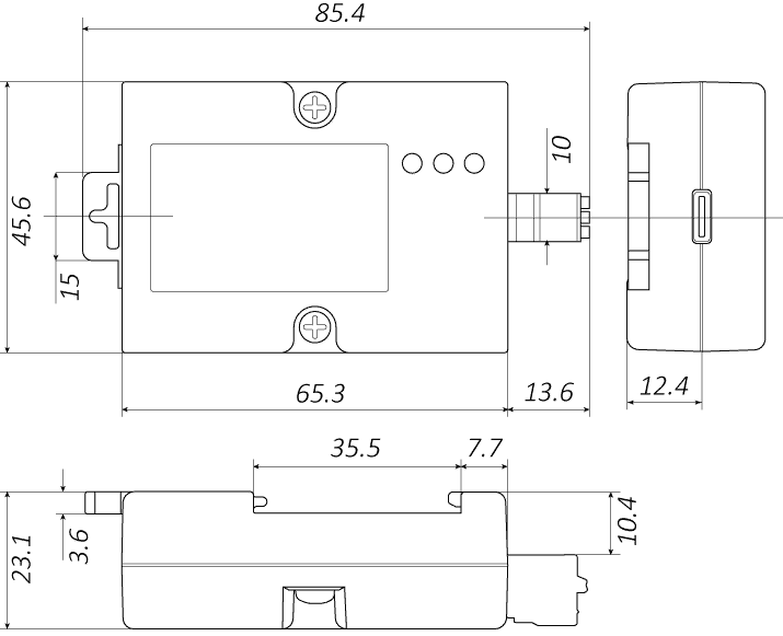 Dimensions of USB-RS485 converter