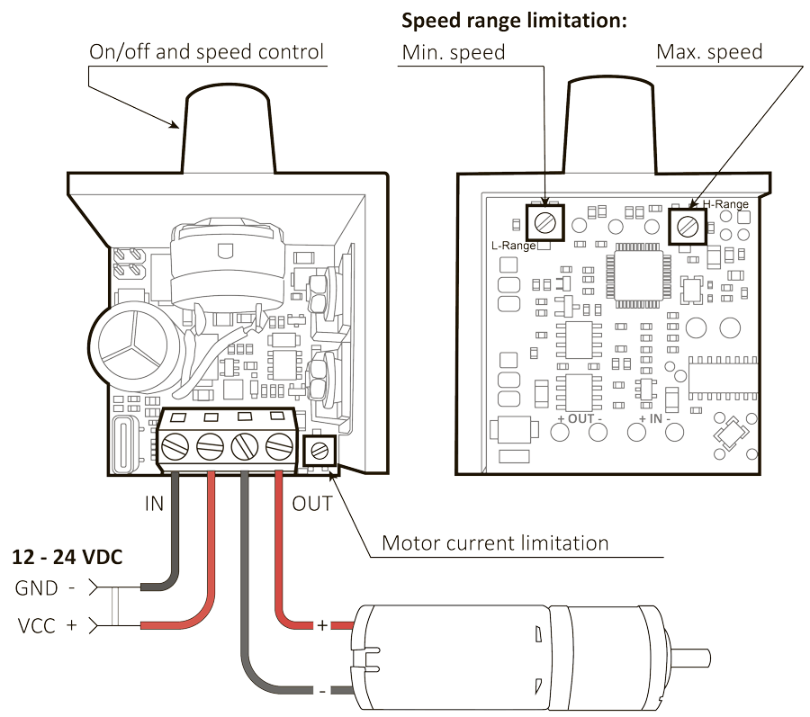 Connection of build-in DC brush motor controller BMD-12