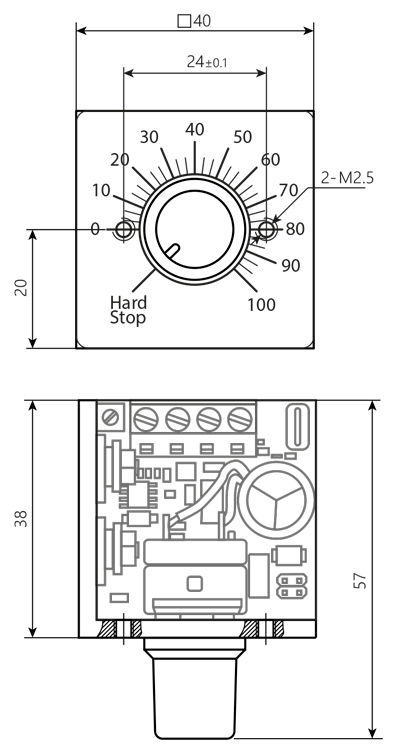 Dimensions of built-in DC brush motor controller BMD-12