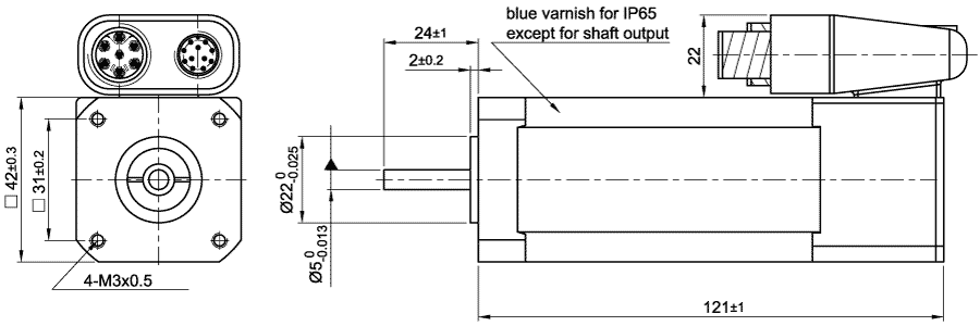 Dimensiones del motor BLDC ASB42C048060-ENM