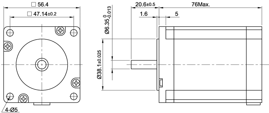 Dimensiones del motor paso a paso ST5918L4508-A