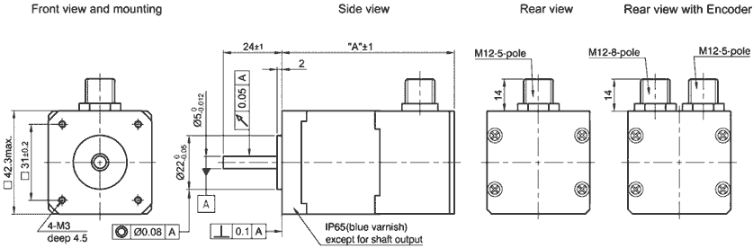 Dimensiones AS4118L1804-E Stepper motor