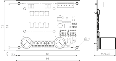 Dimensiones del controlador de motor paso a paso SMD-4.2 PCB abierta versión