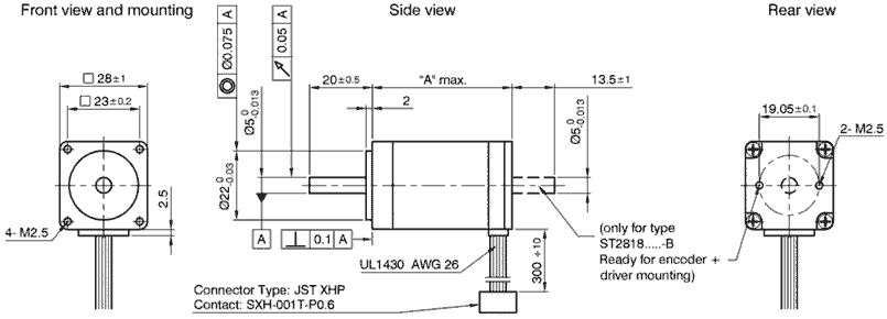 Dimensiones ST2818S1006-A Stepper motor