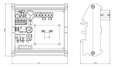 Dimensiones de la versión del kit de soporte del controlador de motor paso a paso SMD-1.6