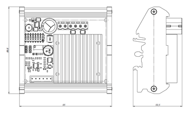 Dimensiones de la versión del kit de soporte del controlador de motor paso a paso SMD-2.8
